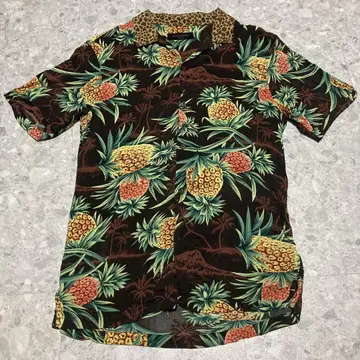 ALLSAINTS 하와이안 셔츠 파인애플 XS 레이온 100%