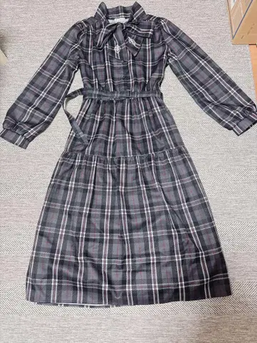 [ axes ] femme 체크 무늬 벨트 포함 롱 원피스