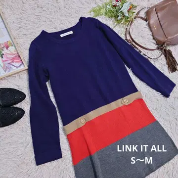 LINK IT ALL 니트 원피스/튜닉 ( S~M ) 보더