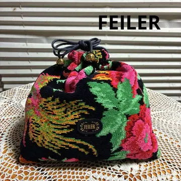 컨디션 최상! FEILER 페이러 봉황&모란 패턴 복조리 파우치