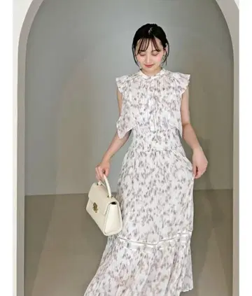 snidel 헤어라인 플라워 프린트 원피스 그레이 0