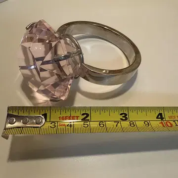 10cm 깜짝 반지 프로포즈 반지 핑크 크리스탈 반지 실버