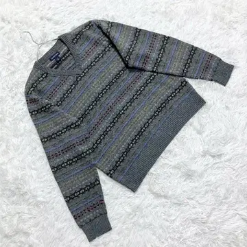 [랜즈엔드] (L) 페어아일 패턴 V넥 니트 스웨터 얇은 소재