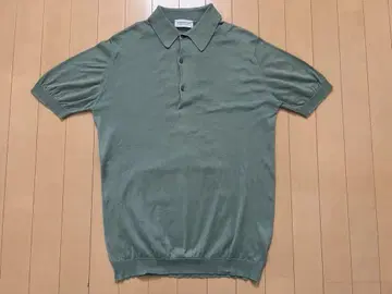 John Smedley 피케 셔츠 씨 아일랜드 코튼 M 연한 녹색