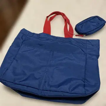 UNIQLO 리버서블 퀼팅 토트백 파우치 포함/네이비 x 레드