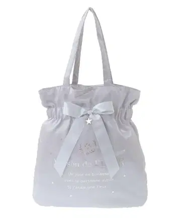 Maison de FLEUR 스타 샤이니 리본 토트백 실버