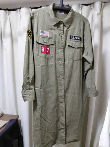 초 레어 PUNYUS 카키색 와펜 프론트 오픈