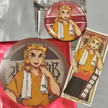 귀멸의 칼날 극락탕 코스터 스티커 캔뱃지 SET 렌고쿠 쿄쥬로