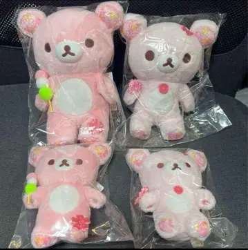 벚꽃 리락쿠마 모아서 앉아있는 봉제 인형 매달린 봉제 인형 4세트