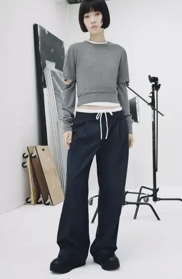 ZARA 와이드 레그 팬츠 더블 허리 밴딩
