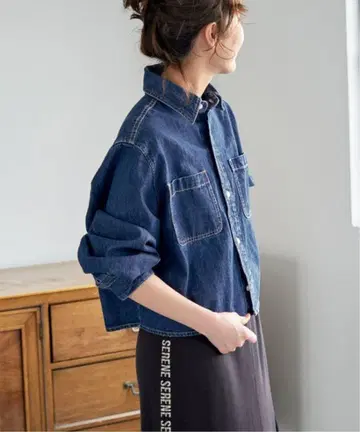 스피크앤스팬 숏 데님 셔츠