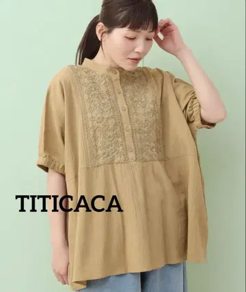 TITICACA Rico 플로럴 핸드 자수 양류 풀오버 F 베이지