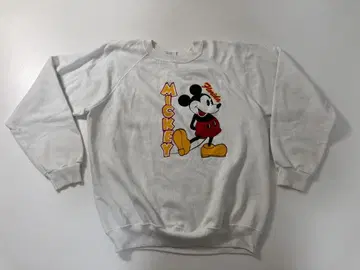 80s-90s USA제 미키마우스 스웨트 셔츠 화이트 L 사이즈