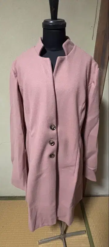 핑크 노카라 롱 코트 XXL
