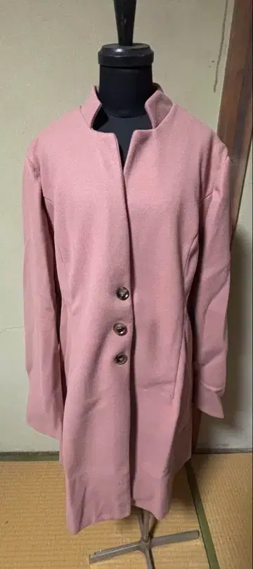 핑크 노카라 롱 코트 XXL