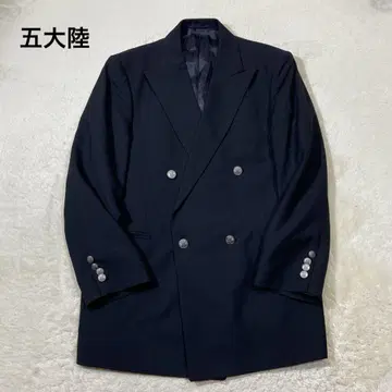 고타이리쿠 은색 버튼 더블 네이비 블레이저 테일러드 자켓
