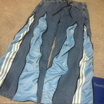 리메이크 저지 70s RUSTLER adidas 스카이블루 구제 의류