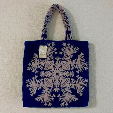 캐시 맘 하와이안 퀼트 패턴 타월 토트백 네이비