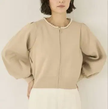 ANAYI 아나이 펄 블루종 베이지 M 사이즈 워셔블 가디건 완판템