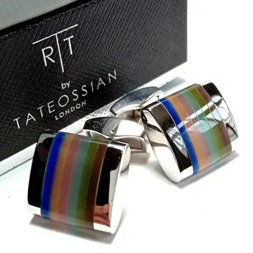 tac87 타테오시안 커프링크스 실버 x 멀티 스트라이프 D 쉐이프