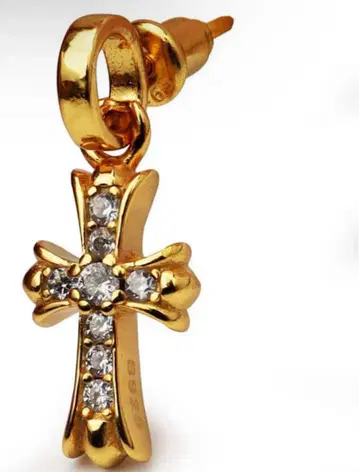 22K GP 실버925 크로스 귀걸이 금 십자가 귀걸이 드롭