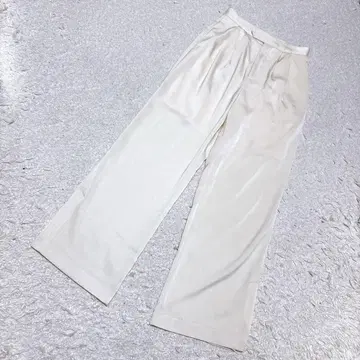 새상품급 새틴 와이드 팬츠 L 사이즈 아이보리 워셔블 광택