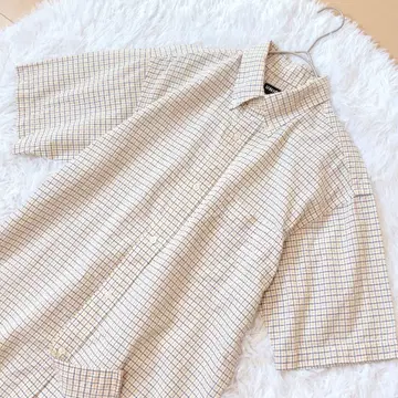 유니클로 올드 레어 반팔 체크 셔츠 버튼 다운 포코포코 레트로 M