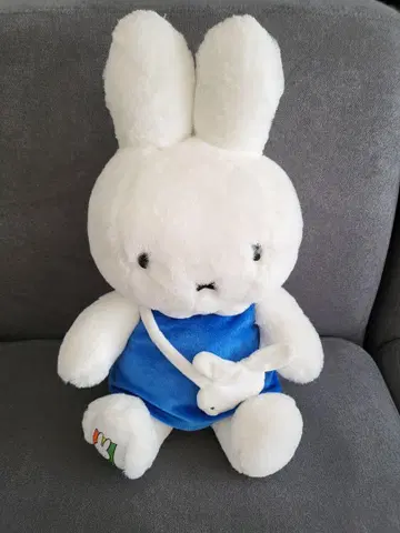 미피 봉제 인형 약 30cm 화이트 파랑