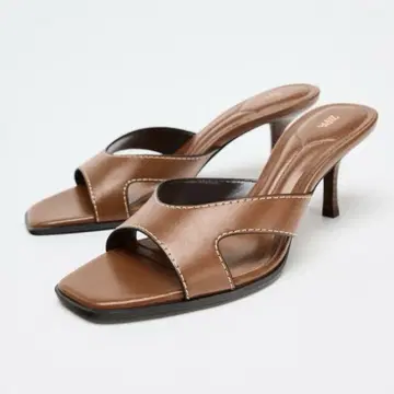 ZARA 탑 스티치 하이힐 샌들