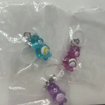 케어베어 클리어 마스코트 참 메지루시 액세서리 묶음 판매 3개 세트