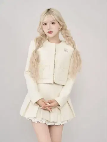 다리치 스팽글 트위드 자켓 스커트 셋업