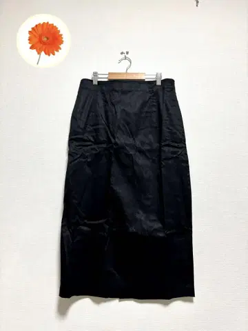 L 23구 롱 스커트 타이트 린넨 소재 슬릿 포켓 빅 사이즈 블랙