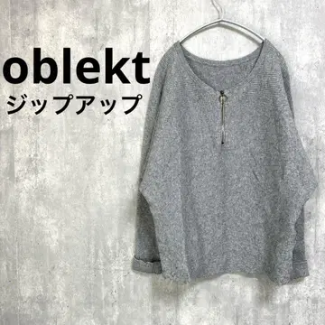 oblekt.jp 하프 지퍼 돌먼 리브 니트 스웨터 그레이 긴팔