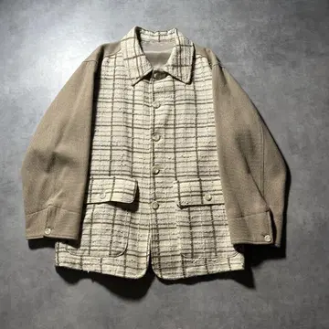 빈티지 절개 체크 멀티 포켓 디자인 셔츠 자켓