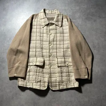 빈티지 절개 체크 멀티 포켓 디자인 셔츠 자켓