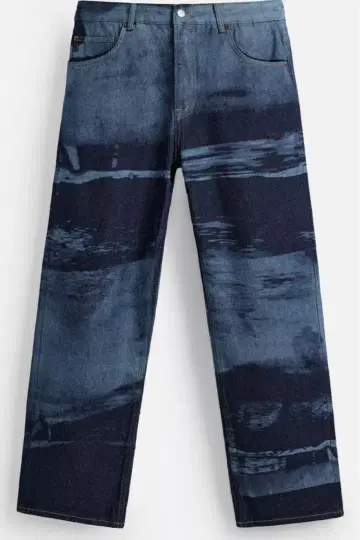 ZARA 자라 릴랙스 핏 프린트 데님 팬츠 EU42 완판템