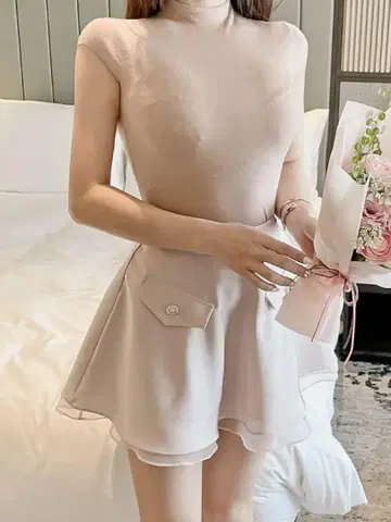 Randy Darich Ciel Qung 오간자 플레어 스커트