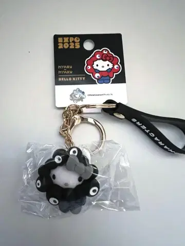 간사이 만박 회장 한정판 블랙 미야쿠미야쿠 변신 키링 키티 헬로키티