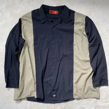 5XL USA 수입 디키즈 바이컬러 네이비 구제 의류 워크 셔츠