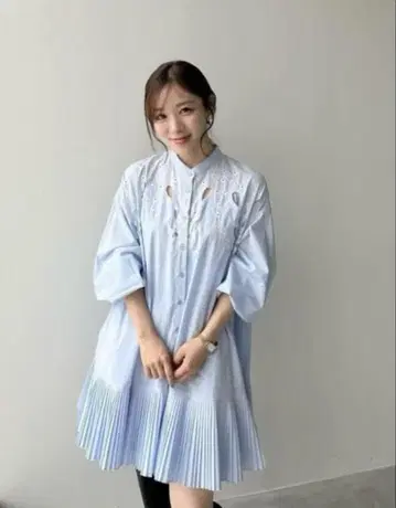 COCO DEAL 자수 코튼 페플럼 미니 원피스