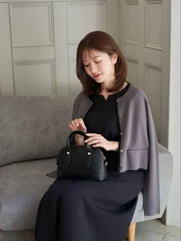 메종 에셸 밀라노 리브 바이컬러 니트 가디건
