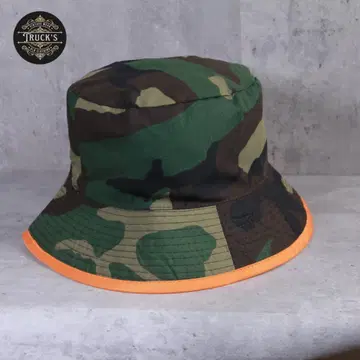 구제 의류 버킷 햇 90s 데드스탁 카모플라주 오렌지 프리 사이즈