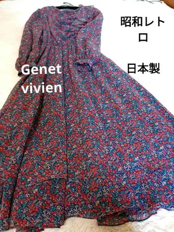 플라워 쉬폰 롱 원피스 GENET VIVIEN 쇼와 레트로 일본제