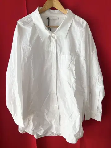 미사용 ZARA 자라 화이트 롱 셔츠 여성용 코튼 긴팔