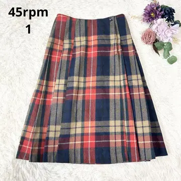 45rpm 45R 울 타탄 체크 랩스커트 랩 스커트 일본제