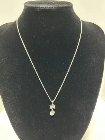 앤티크 리본 모티브 실버 다이아풍 여성용 목걸이 익명 배송