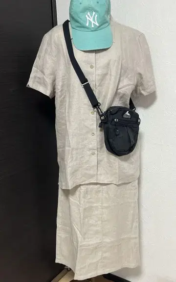 L.L.Bean 린넨 셋업 여성용 L 스리랑카 제조 베이지