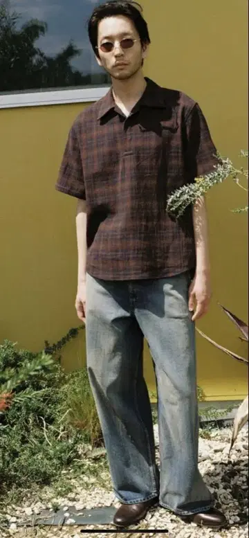 리드롬 CREPE COTTON PLAID SHIRT M