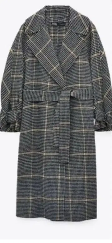 ZARA 울 체크 무늬 코트 XS(S)