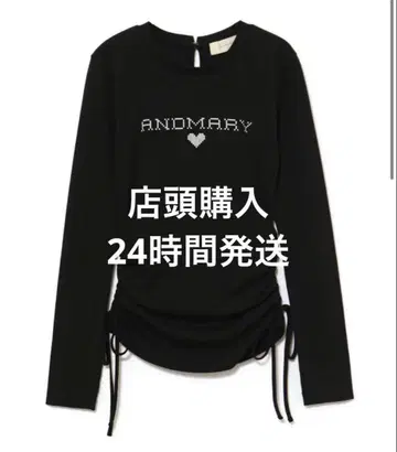 andmary Dot mary 로고 탑스 BLACK